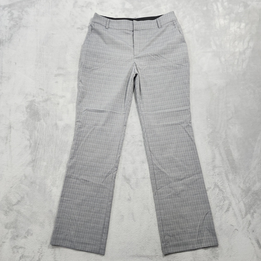 Nine West Dress Pants Womens 10 Gray Check Barely Bootcut Stretch Office Career
